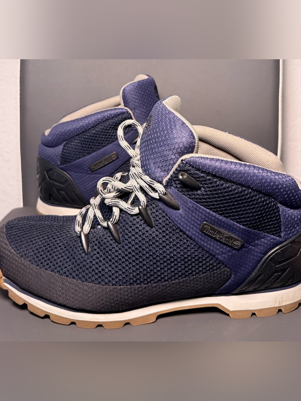 Timberland Euro Sprint Mid Hiker Navy Blue Mesh Boots Men's Size 11 A1G98